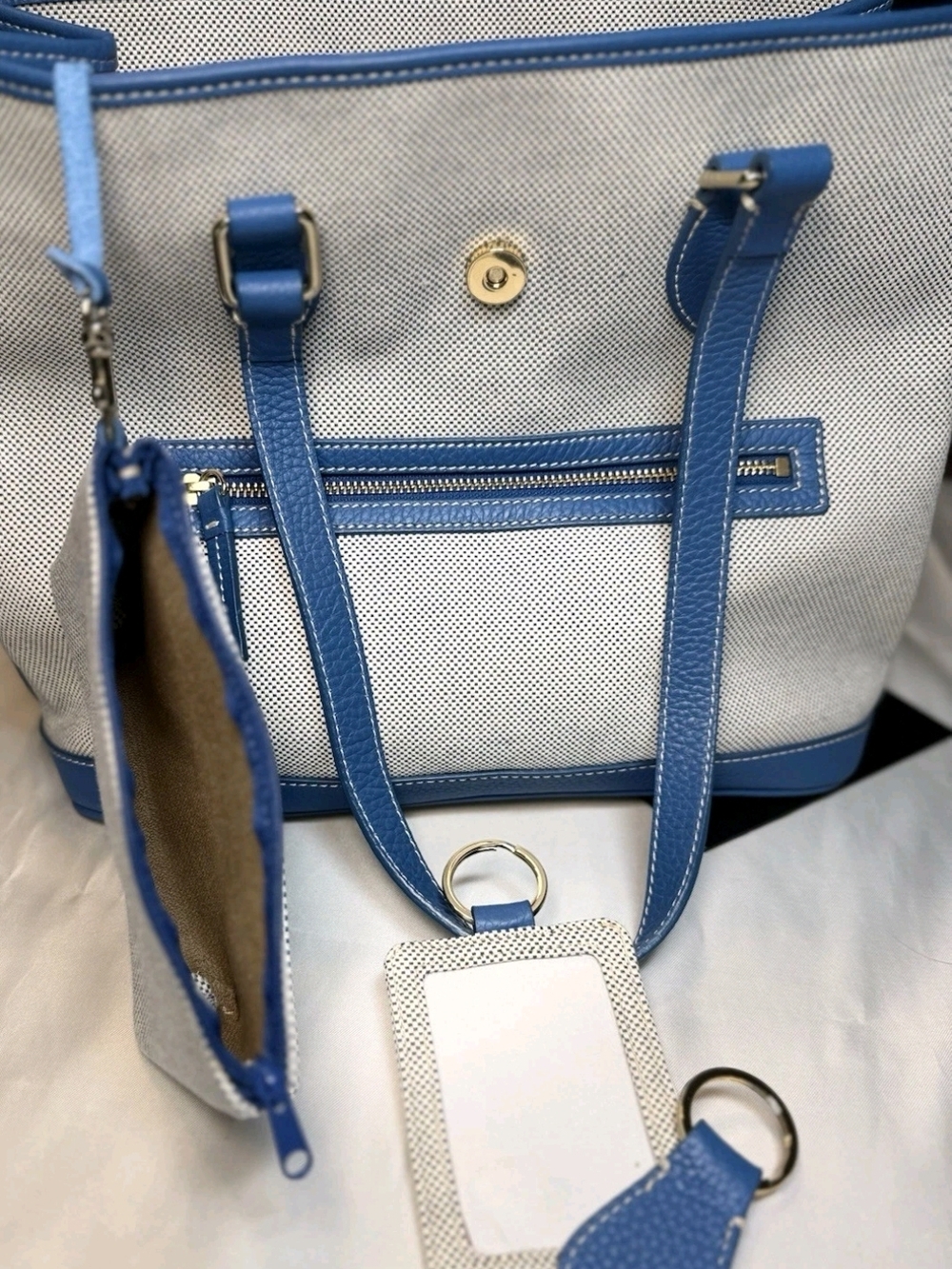 Dooney & Bourke Light Blue Trim Canvas Tote Bag - Women - Picture 10 of 11